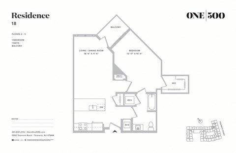 Floor plan for 1 bed, 1 bath, 759 sqft