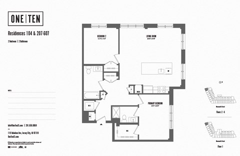 Floor plan for 2 beds, 2 baths, 1137 sqft