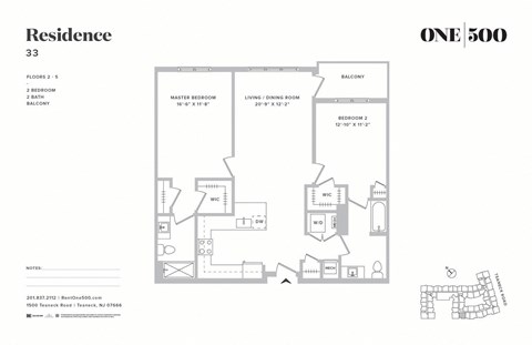 Floor plan for 2 beds, 2 baths, 1146 sqft