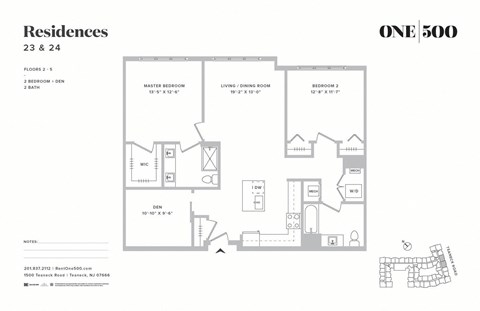 Floor plan for 2 beds, 2 baths, 1233 sqft