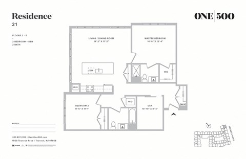 Floor plan for 2 beds, 2 baths, 1194 sqft