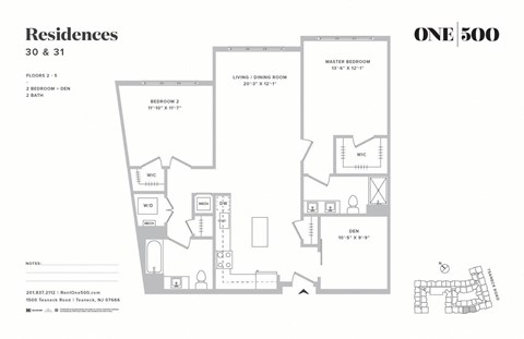 Floor plan for 2 beds, 2 baths, 1251 sqft