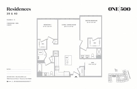 Floor plan for 2 beds, 2 baths, 1199 sqft