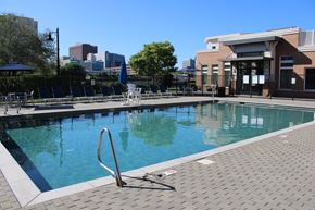 Harrison apartment for rent - A pool with a ladder in the middle of it.