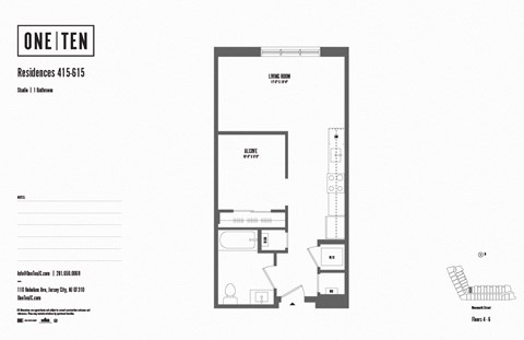 Floor plan for studio, 1 bath, 589 sqft