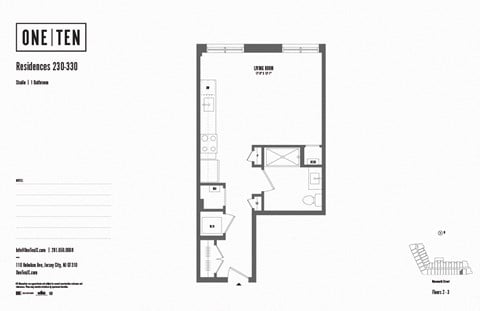 Floor plan for studio, 1 bath, 486 sqft