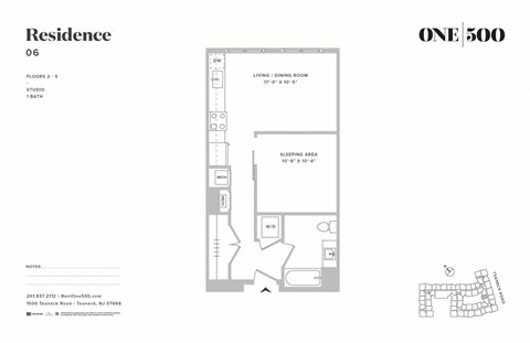 Floor plan for studio, 1 bath, 566 sqft