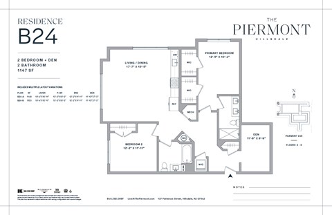 Floor plan for 2 beds, 2 baths, 1150 sqft