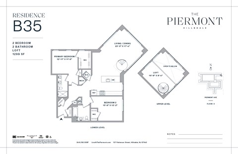 Floor plan for 2 beds, 2 baths, 1299 sqft