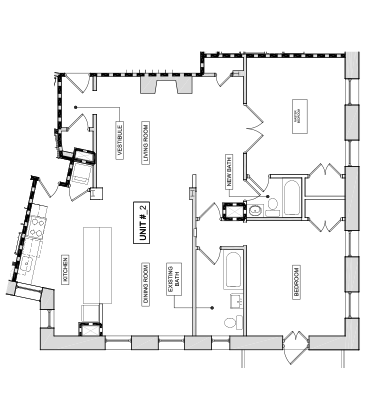Floor plan for 2 beds, 2 baths, 1535 sqft