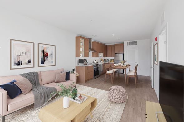 Hyattsville apartment for rent - Living And Kitchen View at Canvas, Hyattsville, MD