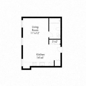 Floor plan for studio, 1 bath, 342 sqft