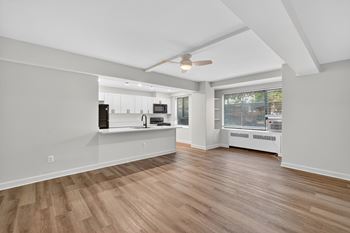 Renovated apartments available with black appliances and modern black hardware