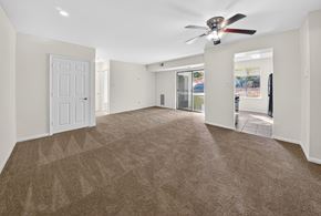 Washington apartment for rent - A spacious room with a carpeted floor and a ceiling fan.