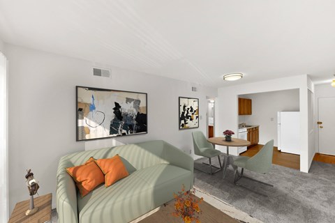 Floor plan for 2 beds, 1.5 baths, 966 sqft