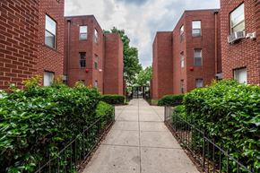 Washington apartment for rent - pathway at Claypoole Courts in DC