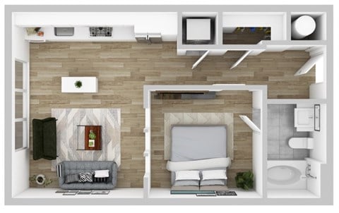 Floor plan for studio, 1 bath, 546 sqft