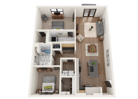 Floor plan for 2 beds, 2 baths, 1147 sqft