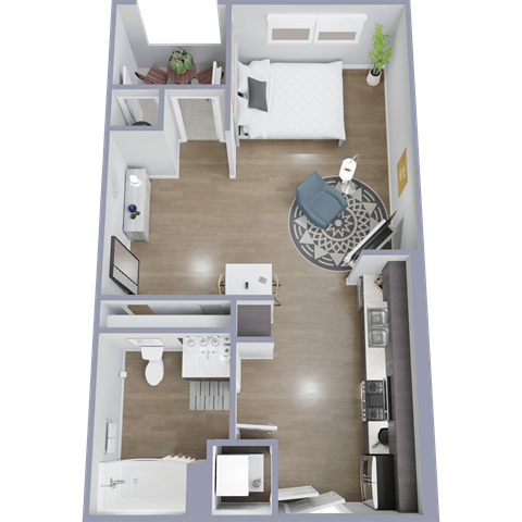 Floor plan for studio, 1 bath, 548 sqft