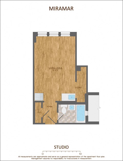 Floor plan for studio, 1 bath, 460 sqft