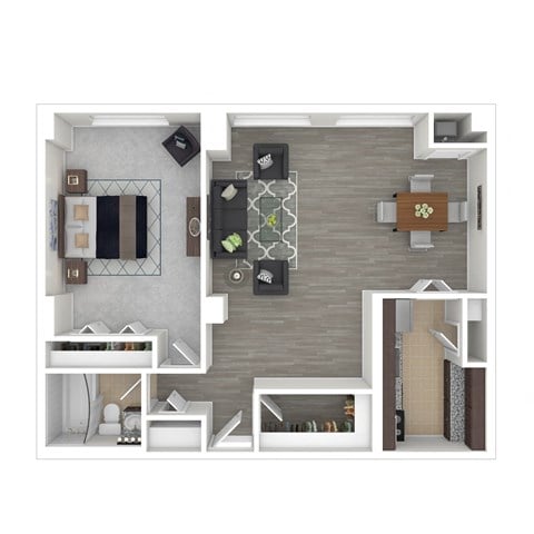 Floor plan for 1 bed, 1 bath, 820 sqft