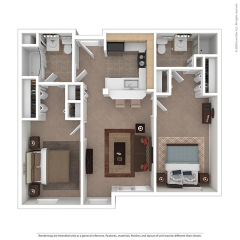 Floor plan for 2 beds, 1 bath, 1016 sqft