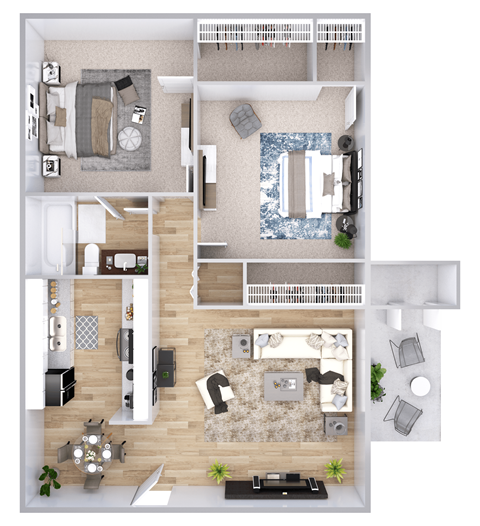 Floor plan for 2 beds, 1 bath, 850 sqft