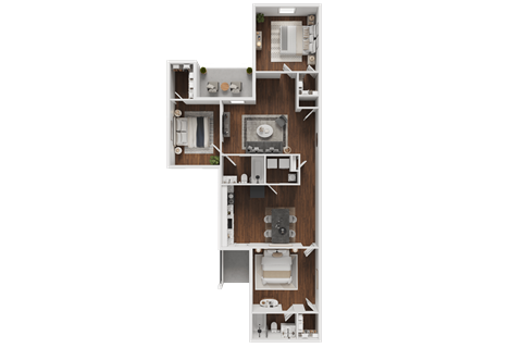 Floor plan for 3 beds, 2 baths, 1214 sqft