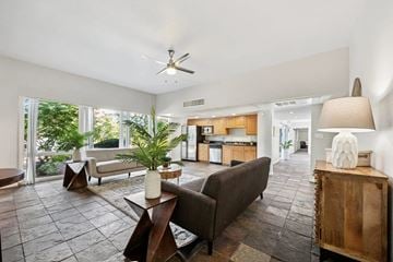 Phoenix apartment for rent - A living room with a brown couch and a wooden coffee table.