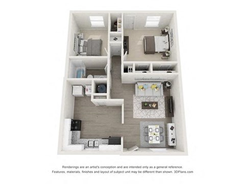 Floor plan for 2 beds, 1 bath, 800 sqft