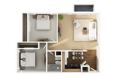 Floor plan for 2 beds, 1 bath, 825 sqft