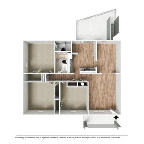 Floor plan for 3 beds, 2 baths, 1767 sqft
