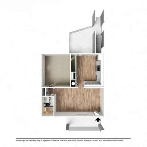 Floor plan for 1 bed, 1 bath, 800 sqft
