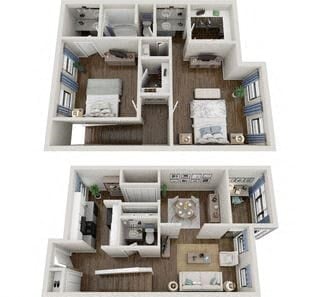 Floor plan for 2 beds, 1.5 baths, 1394 sqft