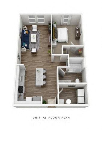 Floor plan for 1 bed, 1 bath, 776 sqft