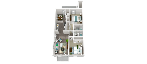 Floor plan for 2 beds, 2 baths, 1100 sqft