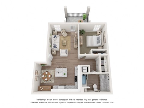 Floor plan for 1 bed, 1 bath, 783 sqft