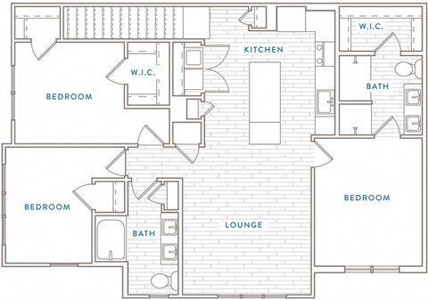 Floor plan for 3 beds, 2 baths, 1494 sqft