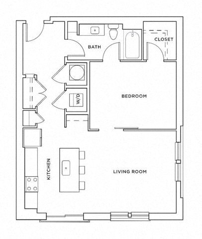 Floor plan for 1 bed, 1 bath, 865 sqft