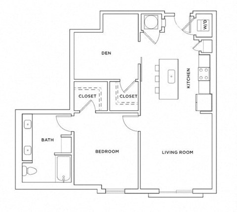 Floor plan for 1 bed, 1 bath, 1033 sqft