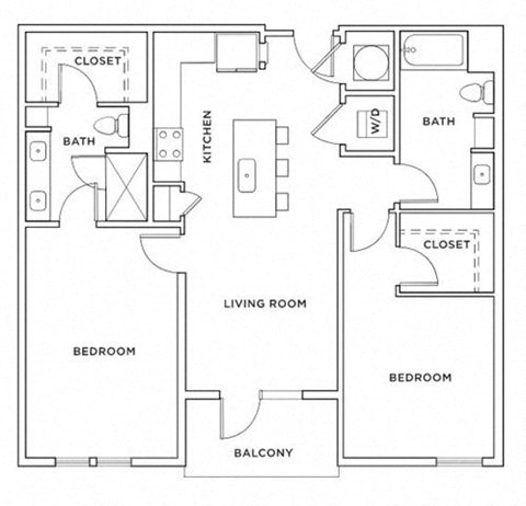 Floor plan for 2 beds, 2 baths, 1204 sqft