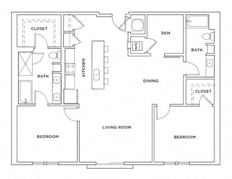 Floor plan for 2 beds, 2 baths, 1473 sqft