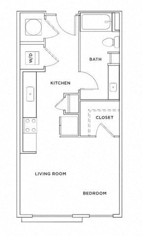 Floor plan for studio, 1 bath, 560 sqft