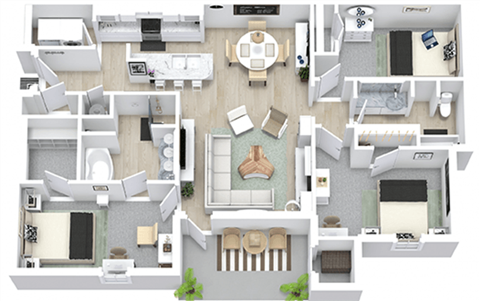 Floor plan for 3 beds, 2 baths, 1750 sqft