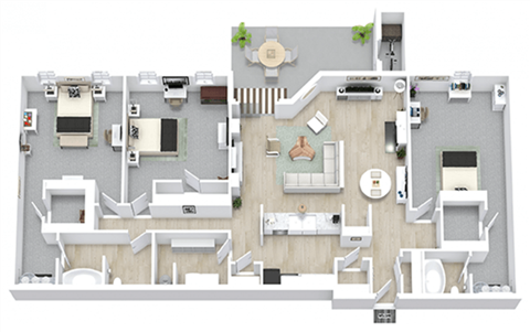 Floor plan for 2 beds, 2 baths, 1600 sqft