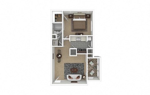 Floor plan for 1 bed, 1 bath, 706 sqft