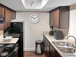 Savannah apartment for rent - a kitchen with a sink and a clock on the wall