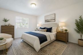 Georgetown apartment for rent - A bedroom with a large bed and a rug on the floor.