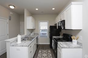 Augusta apartment for rent - Spacious kitchen with white cabinets at Highborne apartments Augusta, GA