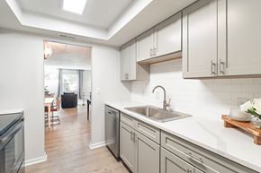 Georgetown apartment for rent - A kitchen with a sink and a window.